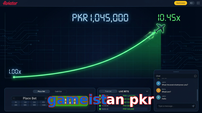 Main screen of Gameistan Pkr aviator page for PK players