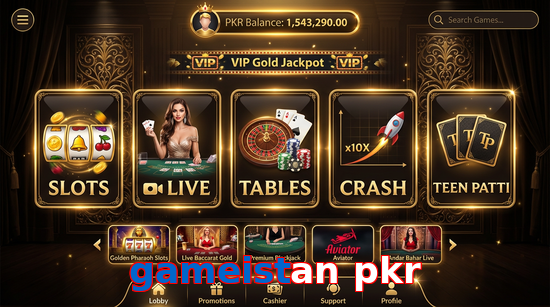 Main screen of Gameistan Pkr casino page for PK players
